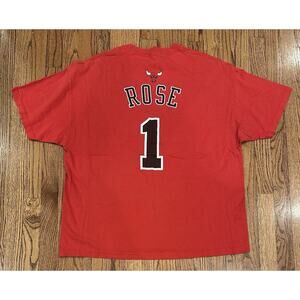 Chicago Bulls Derrick Rose #1 Red T-Shirt NBA MVP Fan Tee Adult